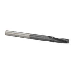 Accupro - 1/4-28 UNF, 0.18" Cutting Diam, 3 Flute, Solid Carbide Helical Flute Thread Mill - Internal Thread, 1/2" LOC, 2-1/2" OAL, 3/16" Shank Diam - Exact Tool & Supply