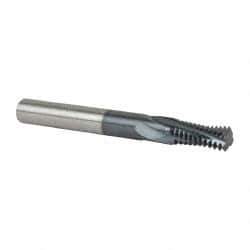 Accupro - 7/16-14 UNC, 0.345" Cutting Diam, 4 Flute, Solid Carbide Helical Flute Thread Mill - Internal Thread, 3/4" LOC, 3" OAL, 3/8" Shank Diam - Exact Tool & Supply
