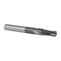 Accupro - 7/16-14 UNC, 0.345" Cutting Diam, 4 Flute, Solid Carbide Helical Flute Thread Mill - Internal Thread, 3/4" LOC, 3" OAL, 3/8" Shank Diam - Exact Tool & Supply