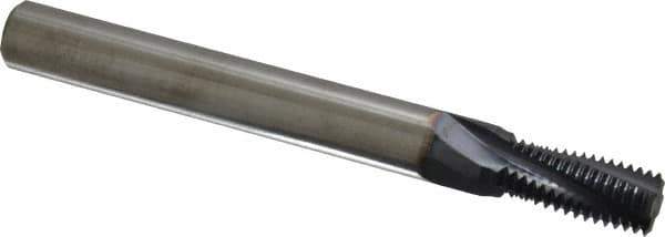 Accupro - 7/16-20 UNF, 0.345" Cutting Diam, 4 Flute, Solid Carbide Helical Flute Thread Mill - Internal Thread, 3/4" LOC, 3" OAL, 3/8" Shank Diam - Exact Tool & Supply