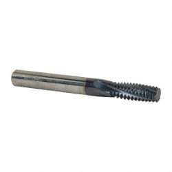 Accupro - 1/2-13 UNC, 0.37" Cutting Diam, 4 Flute, Solid Carbide Helical Flute Thread Mill - Internal Thread, 7/8" LOC, 3-1/2" OAL, 3/8" Shank Diam - Exact Tool & Supply
