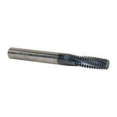 Accupro - 1/2-13 UNC, 0.37" Cutting Diam, 4 Flute, Solid Carbide Helical Flute Thread Mill - Internal Thread, 7/8" LOC, 3-1/2" OAL, 3/8" Shank Diam - Exact Tool & Supply
