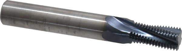 Accupro - 9/16-18 UNF, 0.45" Cutting Diam, 4 Flute, Solid Carbide Helical Flute Thread Mill - Internal Thread, 7/8" LOC, 3-1/2" OAL, 1/2" Shank Diam - Exact Tool & Supply