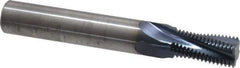 Accupro - 9/16-18 UNF, 0.45" Cutting Diam, 4 Flute, Solid Carbide Helical Flute Thread Mill - Internal Thread, 7/8" LOC, 3-1/2" OAL, 1/2" Shank Diam - Exact Tool & Supply