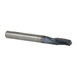 Accupro - 1/16-27 NPT, 0.245" Cutting Diam, 3 Flute, Solid Carbide Helical Flute Thread Mill - Internal Thread, 0.481" LOC, 2-1/2" OAL, 1/4" Shank Diam - Exact Tool & Supply