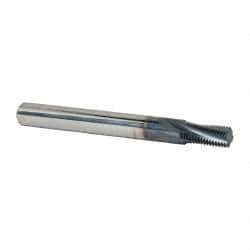 Accupro - 1/8-27 NPT, 0.3" Cutting Diam, 4 Flute, Solid Carbide Helical Flute Thread Mill - Internal Thread, 0.592" LOC, 3" OAL, 5/16" Shank Diam - Exact Tool & Supply