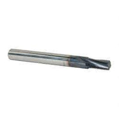 Accupro - 1/8-27 NPT, 0.3" Cutting Diam, 4 Flute, Solid Carbide Helical Flute Thread Mill - Internal Thread, 0.592" LOC, 3" OAL, 5/16" Shank Diam - Exact Tool & Supply