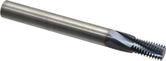 Accupro - 1/4-18 NPT, 0.36" Cutting Diam, 4 Flute, Solid Carbide Helical Flute Thread Mill - Internal Thread, 0.611" LOC, 3-1/2" OAL, 3/8" Shank Diam - Exact Tool & Supply