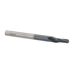 Accupro - M5x0.80 Metric Coarse, 0.145" Cutting Diam, 3 Flute, Solid Carbide Helical Flute Thread Mill - Internal Thread, 5/16" LOC, 2-1/2" OAL, 3/16" Shank Diam - Exact Tool & Supply