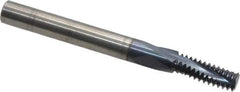 Accupro - M8x1.25 Metric Coarse, 0.235" Cutting Diam, 3 Flute, Solid Carbide Helical Flute Thread Mill - Internal Thread, 5/8" LOC, 2-1/2" OAL, 1/4" Shank Diam - Exact Tool & Supply