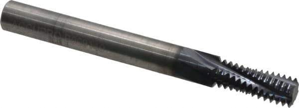 Accupro - M10x1.50 Metric Coarse, 0.3" Cutting Diam, 4 Flute, Solid Carbide Helical Flute Thread Mill - Internal Thread, 3/4" LOC, 3" OAL, 5/16" Shank Diam - Exact Tool & Supply