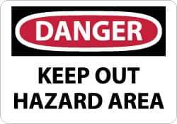 NMC - "Danger - Keep Out - Hazard Area", 10" Long x 14" Wide, Rigid Plastic Safety Sign - Rectangle, 0.05" Thick, Use for Accident Prevention - Exact Tool & Supply