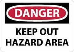 NMC - "Danger - Keep Out - Hazard Area", 10" Long x 14" Wide, Rigid Plastic Safety Sign - Rectangle, 0.05" Thick, Use for Accident Prevention - Exact Tool & Supply