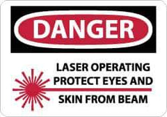 NMC - "Danger - Laser Operating - Protect Eyes and Skin From Beam", 10" Long x 14" Wide, Rigid Plastic Safety Sign - Rectangle, 0.05" Thick, Use for Accident Prevention - Exact Tool & Supply