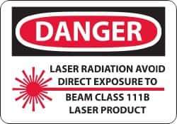 NMC - "Danger - Laser Radiation - Avoid Direct Exposure to Beam - Class 111b Laser Product", 10" Long x 14" Wide, Rigid Plastic Safety Sign - Rectangle, 0.05" Thick, Use for Accident Prevention - Exact Tool & Supply