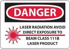 NMC - "Danger - Laser Radiation - Avoid Direct Exposure to Beam - Class 111b Laser Product", 10" Long x 14" Wide, Rigid Plastic Safety Sign - Rectangle, 0.05" Thick, Use for Accident Prevention - Exact Tool & Supply