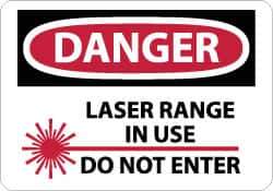 NMC - "Danger - Laser Range in Use - Do Not Enter", 10" Long x 14" Wide, Rigid Plastic Safety Sign - Rectangle, 0.05" Thick, Use for Security & Admittance - Exact Tool & Supply