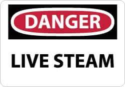 NMC - "Danger - Live Steam", 10" Long x 14" Wide, Rigid Plastic Safety Sign - Rectangle, 0.05" Thick, Use for Accident Prevention - Exact Tool & Supply