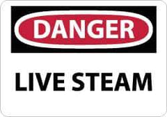 NMC - "Danger - Live Steam", 10" Long x 14" Wide, Rigid Plastic Safety Sign - Rectangle, 0.05" Thick, Use for Accident Prevention - Exact Tool & Supply