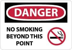 NMC - "Danger - No Smoking Beyond This Point", 10" Long x 14" Wide, Rigid Plastic Safety Sign - Rectangle, 0.05" Thick, Use for Accident Prevention - Exact Tool & Supply