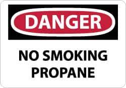 NMC - "Danger - No Smoking - Propane", 10" Long x 14" Wide, Rigid Plastic Safety Sign - Rectangle, 0.05" Thick, Use for Accident Prevention - Exact Tool & Supply