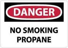 NMC - "Danger - No Smoking - Propane", 10" Long x 14" Wide, Rigid Plastic Safety Sign - Rectangle, 0.05" Thick, Use for Accident Prevention - Exact Tool & Supply