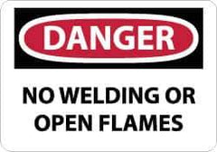 NMC - "Danger - No Welding or Open Flames", 10" Long x 14" Wide, Rigid Plastic Safety Sign - Rectangle, 0.05" Thick, Use for Accident Prevention - Exact Tool & Supply