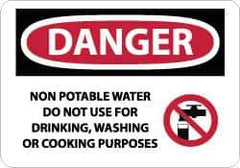 NMC - "Danger - Non Potable Water - Do Not Use for Drinking, Washing or Cooking Purposes", 10" Long x 14" Wide, Rigid Plastic Safety Sign - Rectangle, 0.05" Thick, Use for Accident Prevention - Exact Tool & Supply