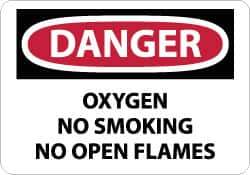 NMC - "Danger - Oxygen, No Smoking, No Open Flames", 10" Long x 14" Wide, Rigid Plastic Safety Sign - Rectangle, 0.05" Thick, Use for Accident Prevention - Exact Tool & Supply