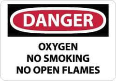 NMC - "Danger - Oxygen, No Smoking, No Open Flames", 10" Long x 14" Wide, Rigid Plastic Safety Sign - Rectangle, 0.05" Thick, Use for Accident Prevention - Exact Tool & Supply