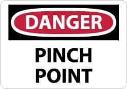 NMC - "Danger - Pinch Point", 10" Long x 14" Wide, Rigid Plastic Safety Sign - Rectangle, 0.05" Thick, Use for Accident Prevention - Exact Tool & Supply