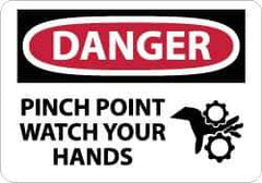 NMC - "Danger - Pinch Point - Watch Your Hands", 10" Long x 14" Wide, Rigid Plastic Safety Sign - Rectangle, 0.05" Thick, Use for Accident Prevention - Exact Tool & Supply