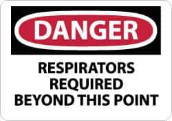 NMC - "Danger - Respirators Required Beyond This Point", 10" Long x 14" Wide, Rigid Plastic Safety Sign - Rectangle, 0.05" Thick, Use for Accident Prevention - Exact Tool & Supply
