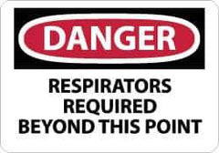 NMC - "Danger - Respirators Required Beyond This Point", 10" Long x 14" Wide, Rigid Plastic Safety Sign - Rectangle, 0.05" Thick, Use for Accident Prevention - Exact Tool & Supply
