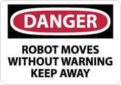 NMC - "Danger - Robot Moves without Warning - Keep Away", 10" Long x 14" Wide, Rigid Plastic Safety Sign - Rectangle, 0.05" Thick, Use for Accident Prevention - Exact Tool & Supply
