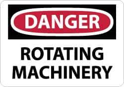 NMC - "Danger - Rotating Machinery", 10" Long x 14" Wide, Rigid Plastic Safety Sign - Rectangle, 0.05" Thick, Use for Accident Prevention - Exact Tool & Supply