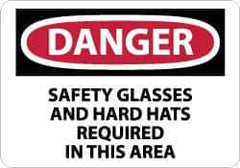 NMC - "Danger - Safety Glasses and Hard Hats Required in This Area", 10" Long x 14" Wide, Rigid Plastic Safety Sign - Rectangle, 0.05" Thick, Use for Accident Prevention - Exact Tool & Supply