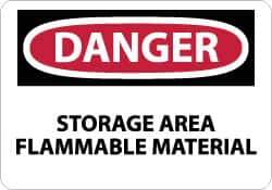 NMC - "Danger - Storage Area - Flammable Material", 10" Long x 14" Wide, Rigid Plastic Safety Sign - Rectangle, 0.05" Thick, Use for Hazardous Materials - Exact Tool & Supply