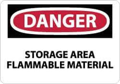 NMC - "Danger - Storage Area - Flammable Material", 10" Long x 14" Wide, Rigid Plastic Safety Sign - Rectangle, 0.05" Thick, Use for Hazardous Materials - Exact Tool & Supply
