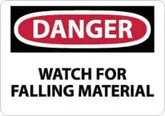 NMC - "Danger - Watch for Falling Material", 10" Long x 14" Wide, Rigid Plastic Safety Sign - Rectangle, 0.05" Thick, Use for Accident Prevention - Exact Tool & Supply