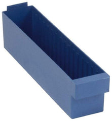 Quantum Storage - 17-5/8" Deep, Blue High-Impact Polystyrene Drawer Bin - 4-5/8" High x 3-3/4" Wide x 17-5/8" Long - Exact Tool & Supply