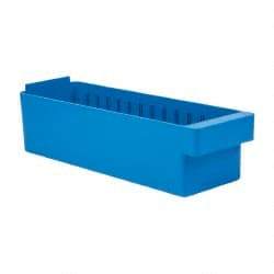 Quantum Storage - 17-5/8" Deep, Blue High-Impact Polystyrene Drawer Bin - 4-5/8" High x 5-9/16" Wide x 17-5/8" Long - Exact Tool & Supply