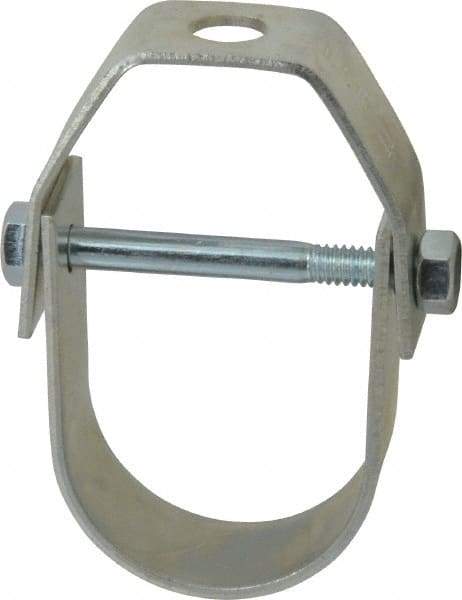 Empire - 1-1/4" Pipe, 3/8" Rod, Carbon Steel Adjustable Clevis Hanger - Electro Galvanized - Exact Tool & Supply