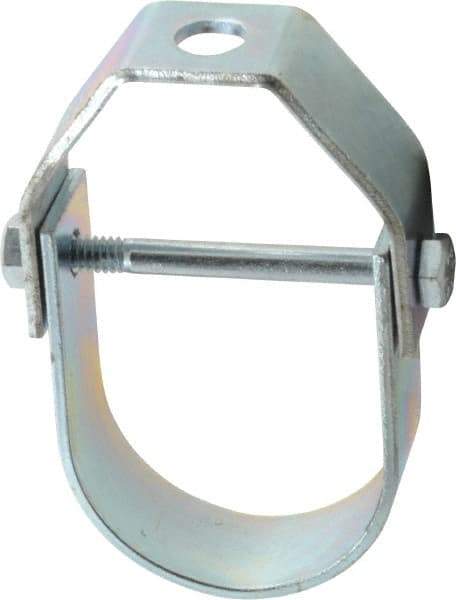 Empire - 1-1/2" Pipe, 3/8" Rod, Carbon Steel Adjustable Clevis Hanger - Electro Galvanized - Exact Tool & Supply