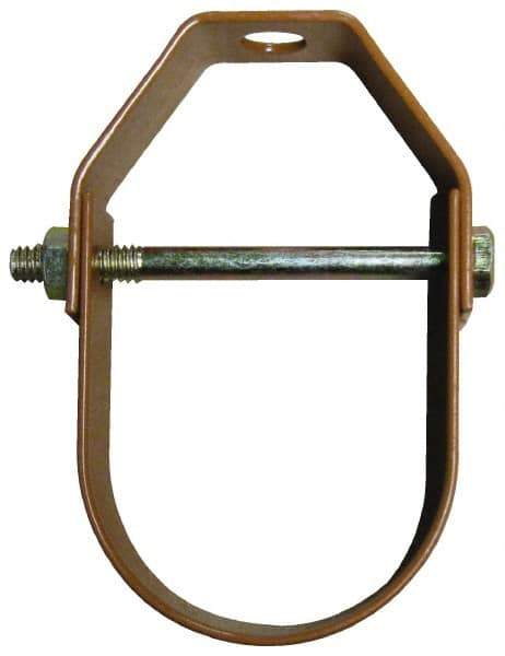 Empire - 3-1/2" Pipe, 1/2" Rod, Carbon Steel Adjustable Clevis Hanger - Copper Plated - Exact Tool & Supply