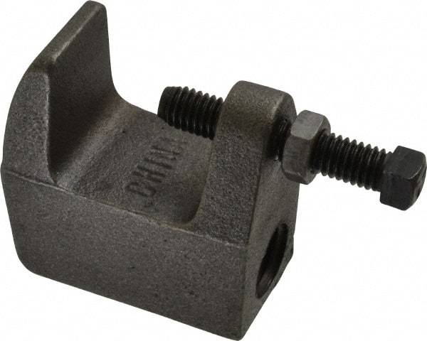 Empire - 1-1/4" Max Flange Thickness, 3/4" Rod Wide Jaw Top Beam Clamp - 900 Lb Capacity, Ductile Iron - Exact Tool & Supply