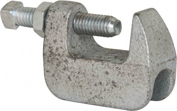 Empire - 1-1/4" Max Flange Thickness, 3/8" Rod Wide Jaw Top Beam Clamp - 400 Lb Capacity, Ductile Iron - Exact Tool & Supply