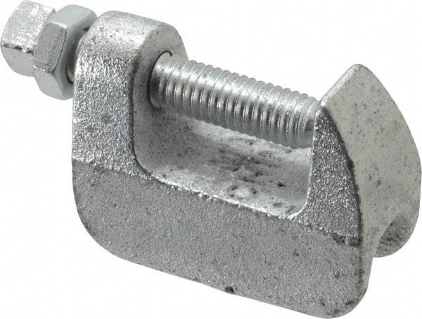 Empire - 1-1/4" Max Flange Thickness, 1/2" Rod Wide Jaw Top Beam Clamp - 500 Lb Capacity, Ductile Iron - Exact Tool & Supply