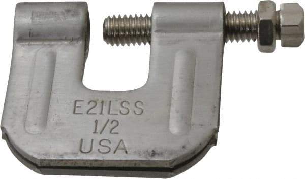 Empire - 3/4" Max Flange Thickness, 1/2" Rod C-Clamp with Locknut - 500 Lb Capacity, 304 Stainless Steel - Exact Tool & Supply