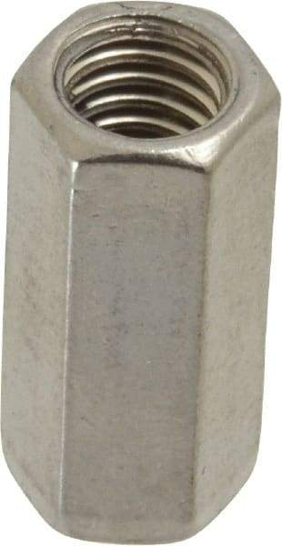 Empire - 3/8-16 Thread, 1-1/8" OAL Stainless Steel Standard Coupling Nut - Uncoated - Exact Tool & Supply